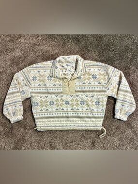 DSG Women’s Fair Isle Quarter-Zip Pullover - Cream & Gray